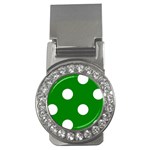 Polka Dots - White on Green Money Clip (CZ)