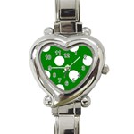 Polka Dots - White on Green Heart Italian Charm Watch