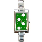 Polka Dots - White on Green Rectangle Italian Charm Watch