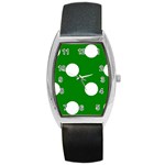 Polka Dots - White on Green Barrel Style Metal Watch