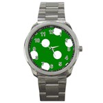 Polka Dots - White on Green Sport Metal Watch