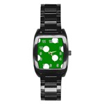 Polka Dots - White on Green Stainless Steel Barrel Watch