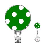 Polka Dots - White on Green Stainless Steel Nurses Watch