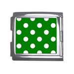 Polka Dots - White on Green Mega Link Italian Charm (18mm)