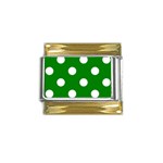 Polka Dots - White on Green Gold Trim Italian Charm (9mm)