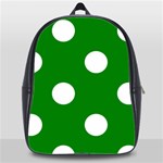 Polka Dots - White on Green School Bag (XL)