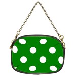 Polka Dots - White on Green Chain Purse (One Side)