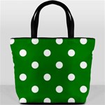 Polka Dots - White on Green Bucket Bag