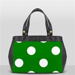 Polka Dots - White on Green Oversize Office Handbag (One Side)