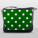 Polka Dots - White on Green Messenger Bag