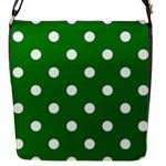 Polka Dots - White on Green Flap Closure Messenger Bag (S)