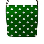 Polka Dots - White on Green Flap Closure Messenger Bag (L)