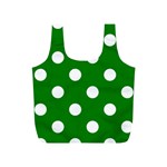 Polka Dots - White on Green Full Print Recycle Bag (S)