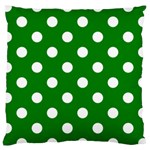 Polka Dots - White on Green Large Cushion Case (One Side)