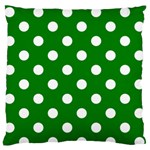 Polka Dots - White on Green Large Flano Cushion Case (One Side)