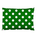 Polka Dots - White on Green Pillow Case (One Side)