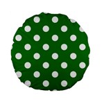 Polka Dots - White on Green Standard 15  Premium Round Cushion