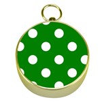 Polka Dots - White on Green Gold Compass