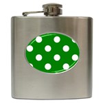 Polka Dots - White on Green Hip Flask (6 oz)