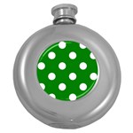 Polka Dots - White on Green Hip Flask (5 oz)