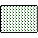 Polka Dots - Dark Green on White Fleece Blanket (Large) (One Side)