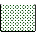 Polka Dots - Dark Green on White Fleece Blanket (Medium) (One Side)