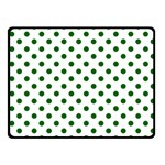 Polka Dots - Dark Green on White Fleece Blanket (Small) (One Side)