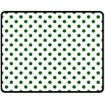 Polka Dots - Dark Green on White Double Sided Fleece Blanket (Medium) (Two Sides)