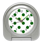 Polka Dots - Dark Green on White Desk Alarm Clock