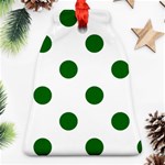 Polka Dots - Dark Green on White Ornament (Bell)