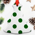 Polka Dots - Dark Green on White Ornament (Christmas Tree)