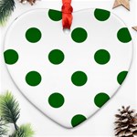 Polka Dots - Dark Green on White Ornament (Heart)