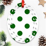 Polka Dots - Dark Green on White Ornament (Bell) Ornament (Oval Filigree)