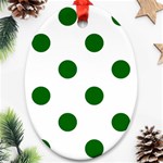 Polka Dots - Dark Green on White Ornament (Oval)