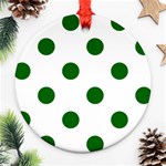 Polka Dots - Dark Green on White Ornament (Round)