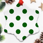 Polka Dots - Dark Green on White Ornament (Snowflake)