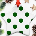 Polka Dots - Dark Green on White Ornament (Star)