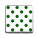 Polka Dots - Dark Green on White Memory Card Reader (Square)