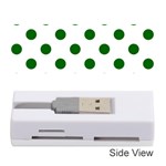 Polka Dots - Dark Green on White Memory Card Reader (Stick)