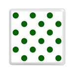 Polka Dots - Dark Green on White Memory Card Reader with Storage (Square)