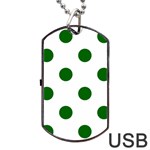 Polka Dots - Dark Green on White Dog Tag USB Flash (One Side)