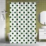 Polka Dots - Dark Green on White Shower Curtain 48  x 72  (Small)