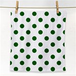 Polka Dots - Dark Green on White Face Towel