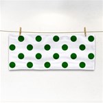 Polka Dots - Dark Green on White Hand Towel