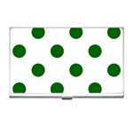 Polka Dots - Dark Green on White Business Card Holder