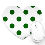 Polka Dots - Dark Green on White Heart Mousepad