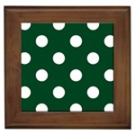 Polka Dots - White on Forest Green Framed Tile