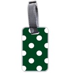 Polka Dots - White on Forest Green Luggage Tag (Two Sides)