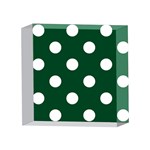 Polka Dots - White on Forest Green 4 x 4  Acrylic Photo Block