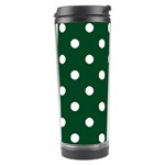 Polka Dots - White on Forest Green Travel Tumbler